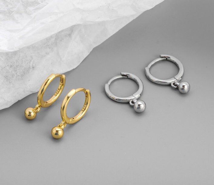 Sterling Silver TINY Ball Hoop Earring Endless Hoops Huggies Etsy