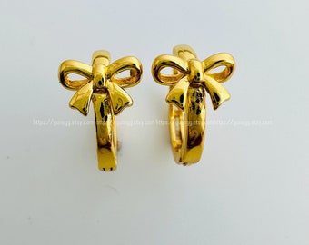 bow hoops, earrings, 1 pair, 14mm