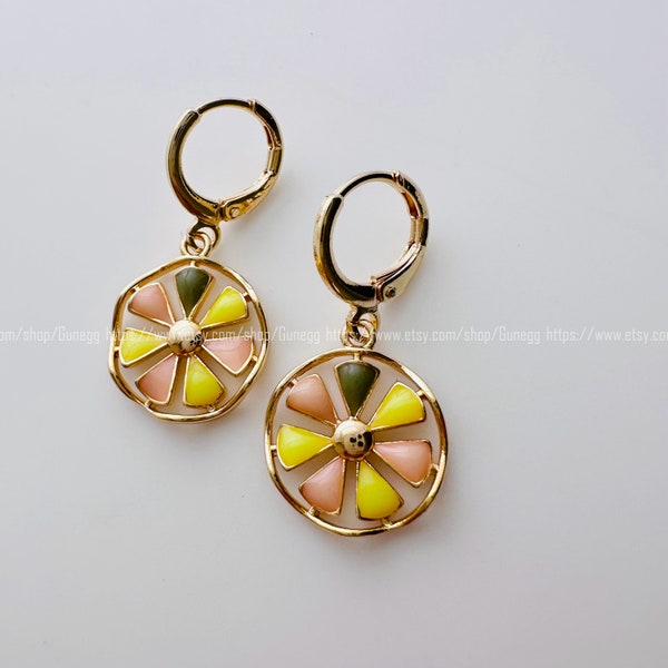 gold flower hoop earring endless hoops huggies dangle earring simple earrings everyday/gift for her