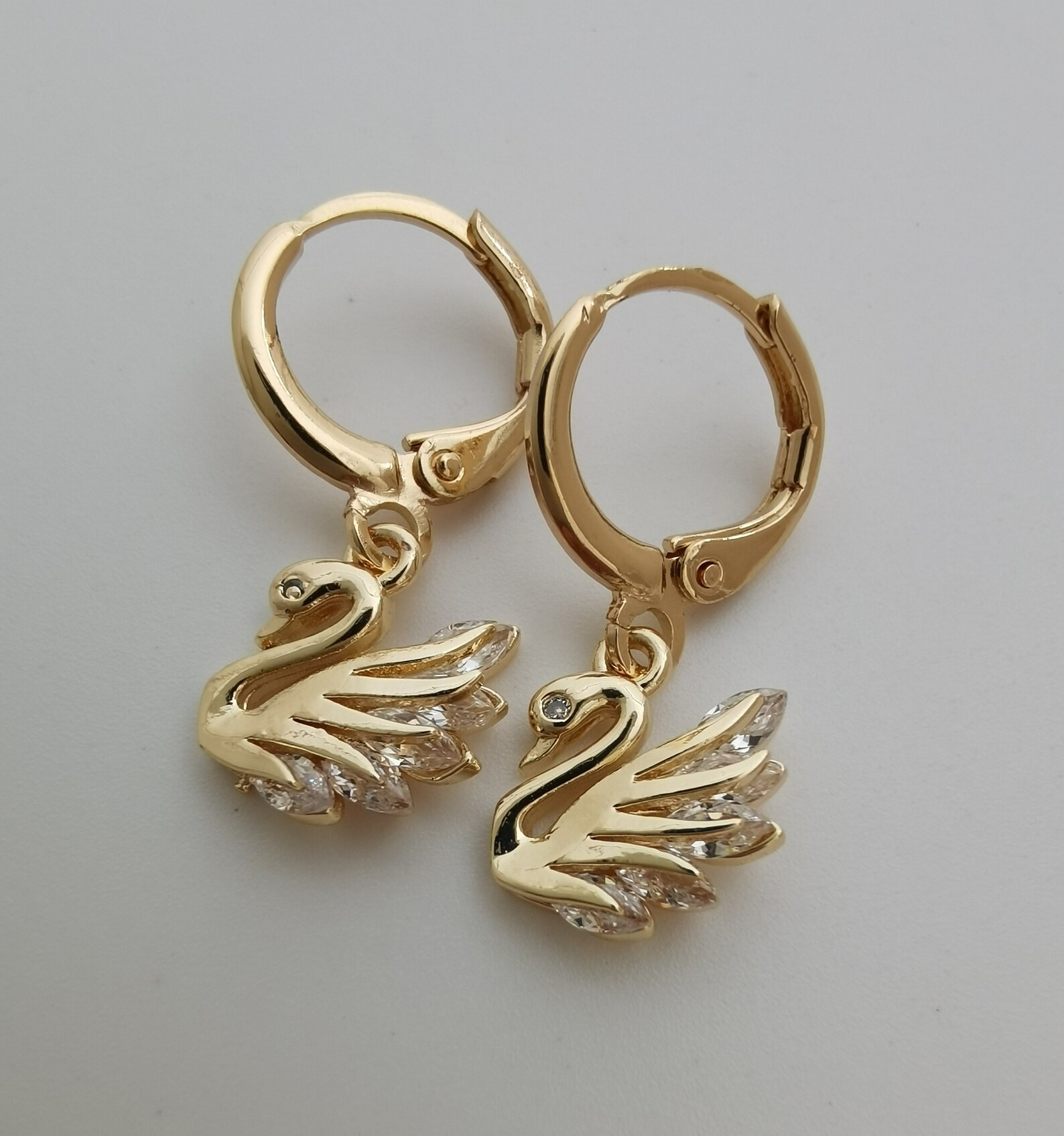 Gold Swan Hoop Earring Endless Hoops Huggies Dangle Earring Etsy