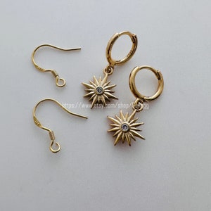vermeil gold star hoop earring earring simple earrings everyday / gift for her / 26mm