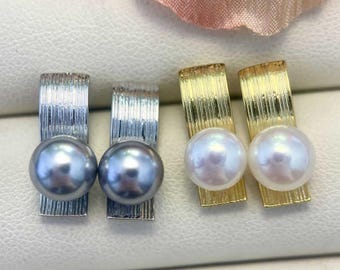 without pearl, earrings 8mm settings , 1 pair