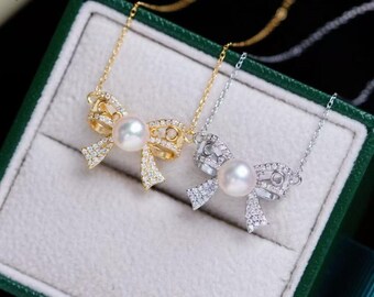 without pearl, with chain, necklace setting, 1 piece, chain 45cm, for 6mm bead