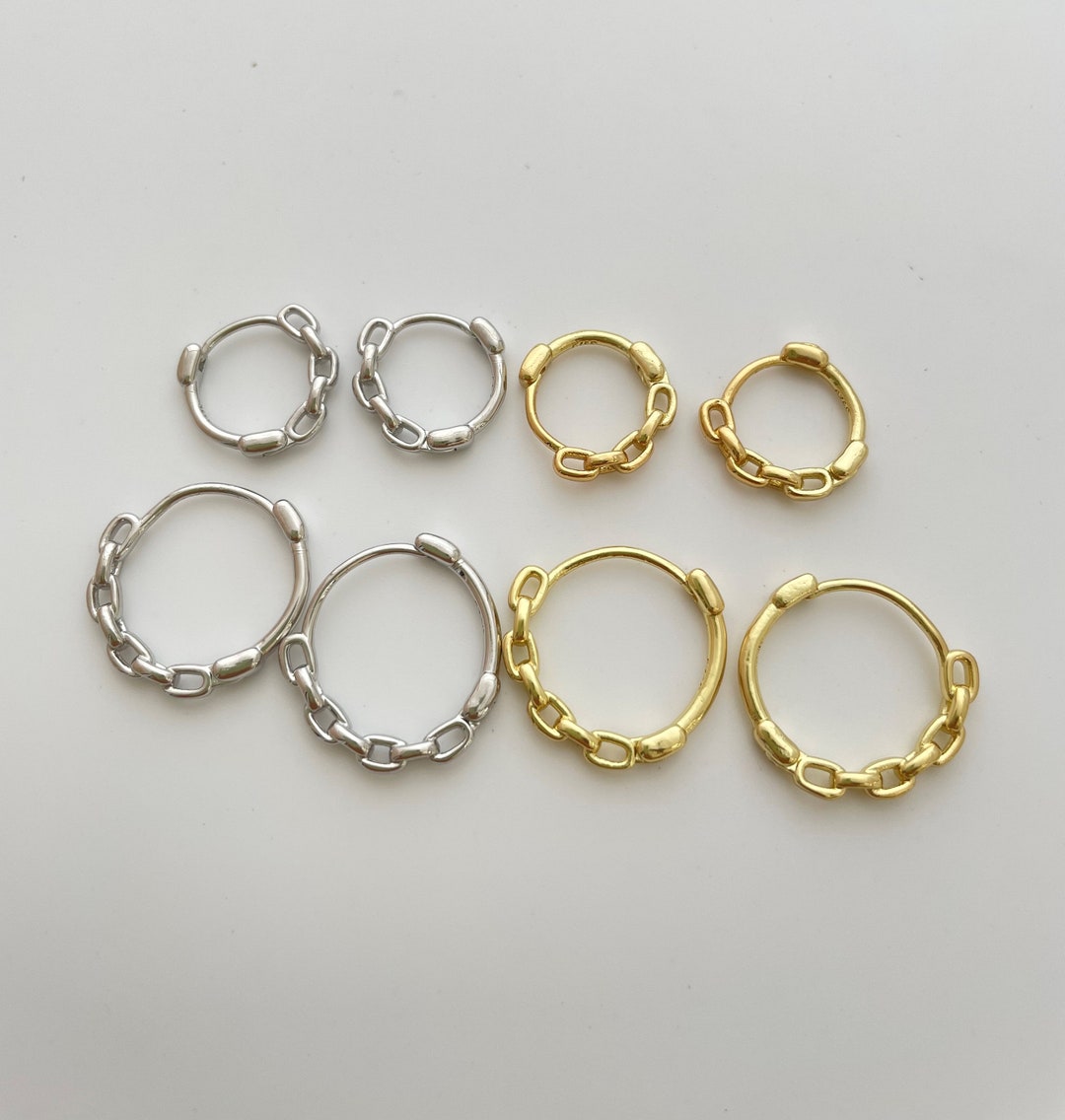 Sterling Silver Circle Chain Link Hoop Earring Endless Hoops Etsy