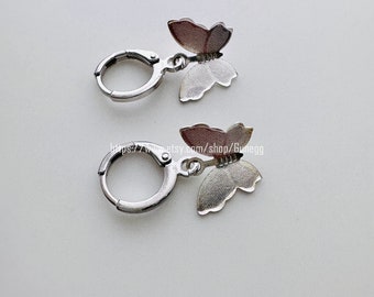 silver butterfly hoop earring hoops endless huggies dangle simple earrings everyday/gift for her