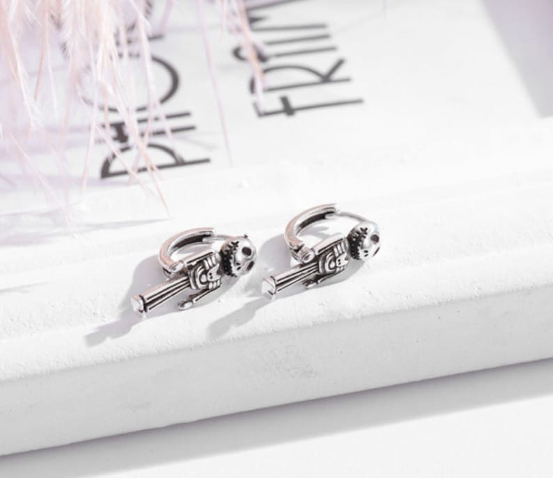 sterling silver skull hoop earring hoops endless huggies simple earrings everydaygift for her