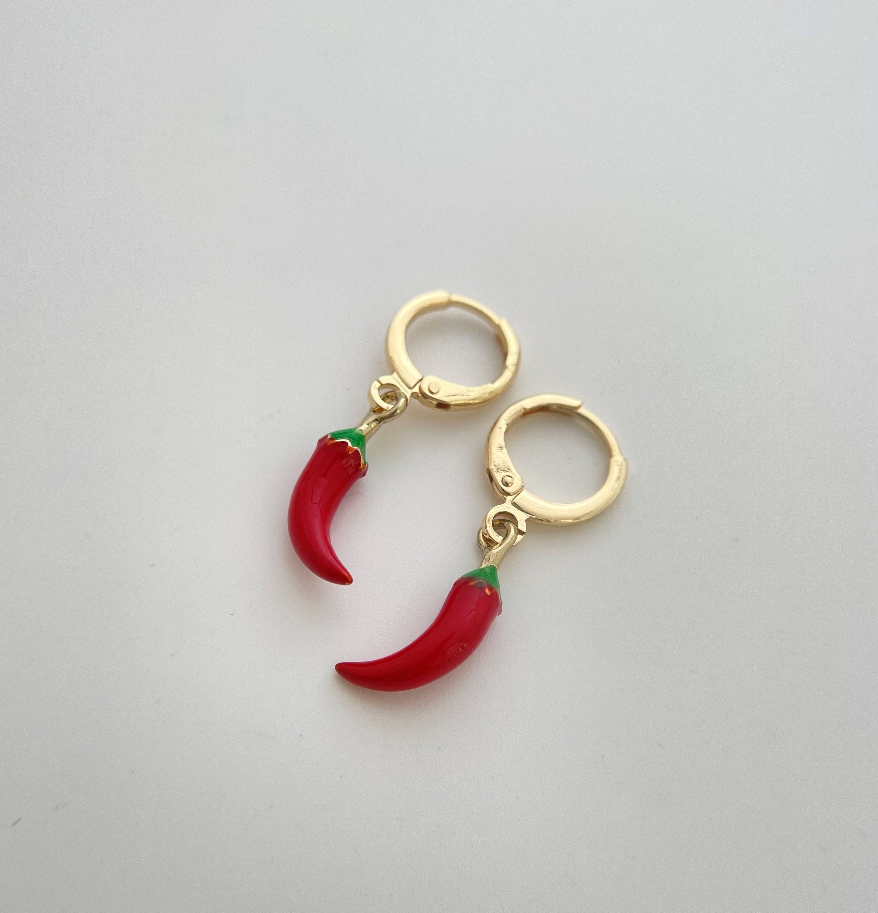 Gold Chili pepper hoop earring endless hoops huggies 30mm Etsy