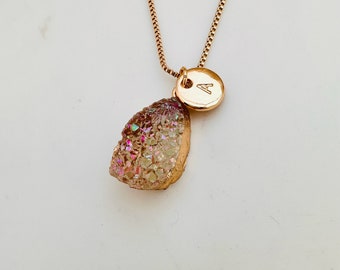 personalized initial resin druzy necklace coin name necklace dainty delicate gold monogram necklace bridesmaid necklace