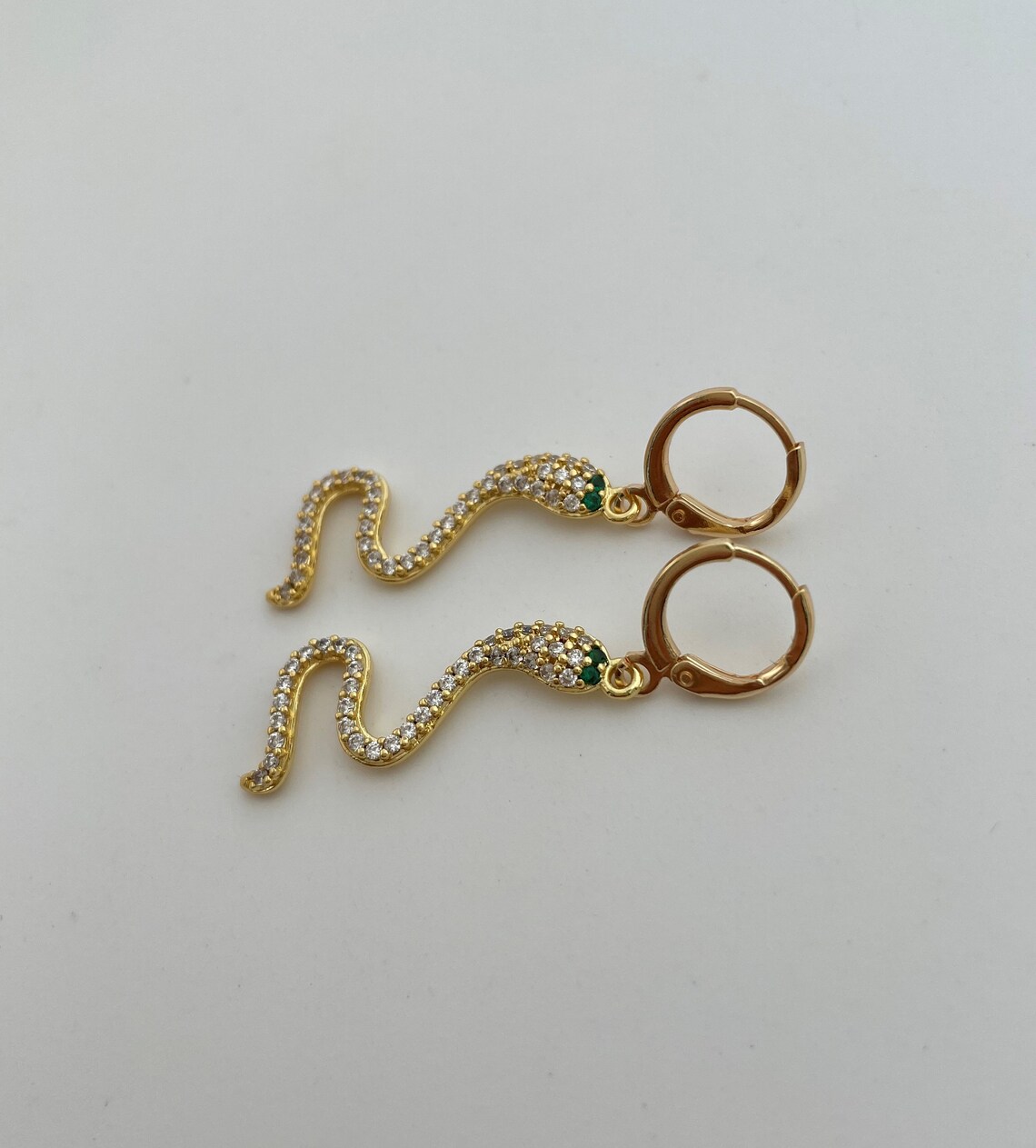 Gold Snake Hoop Earring Endless Hoops Huggies Dangle Earring Etsy