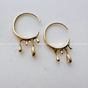 gold cubic zirconia drop hoop earring endless hoops huggies dangle earring simple earrings everyday/gift for her