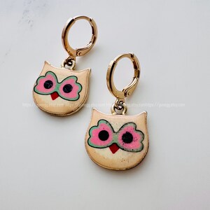 gold owl hoop earring endless hoops huggies dangle earring simple earrings everyday/gift for her