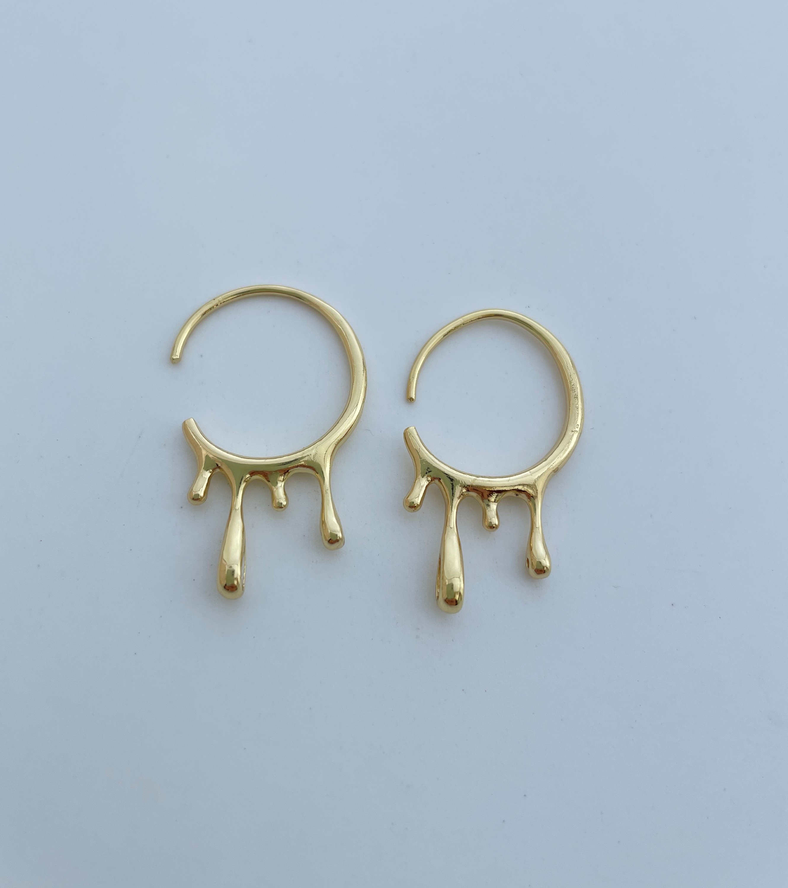 Gold dripping drips drop hoop earring endless hoops huggies Etsy
