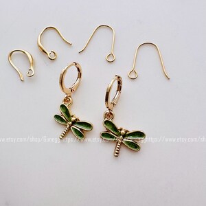 gold dragonfly hoop earring endless hoops huggies dangle earring simple earrings everyday/gift for her/27mm