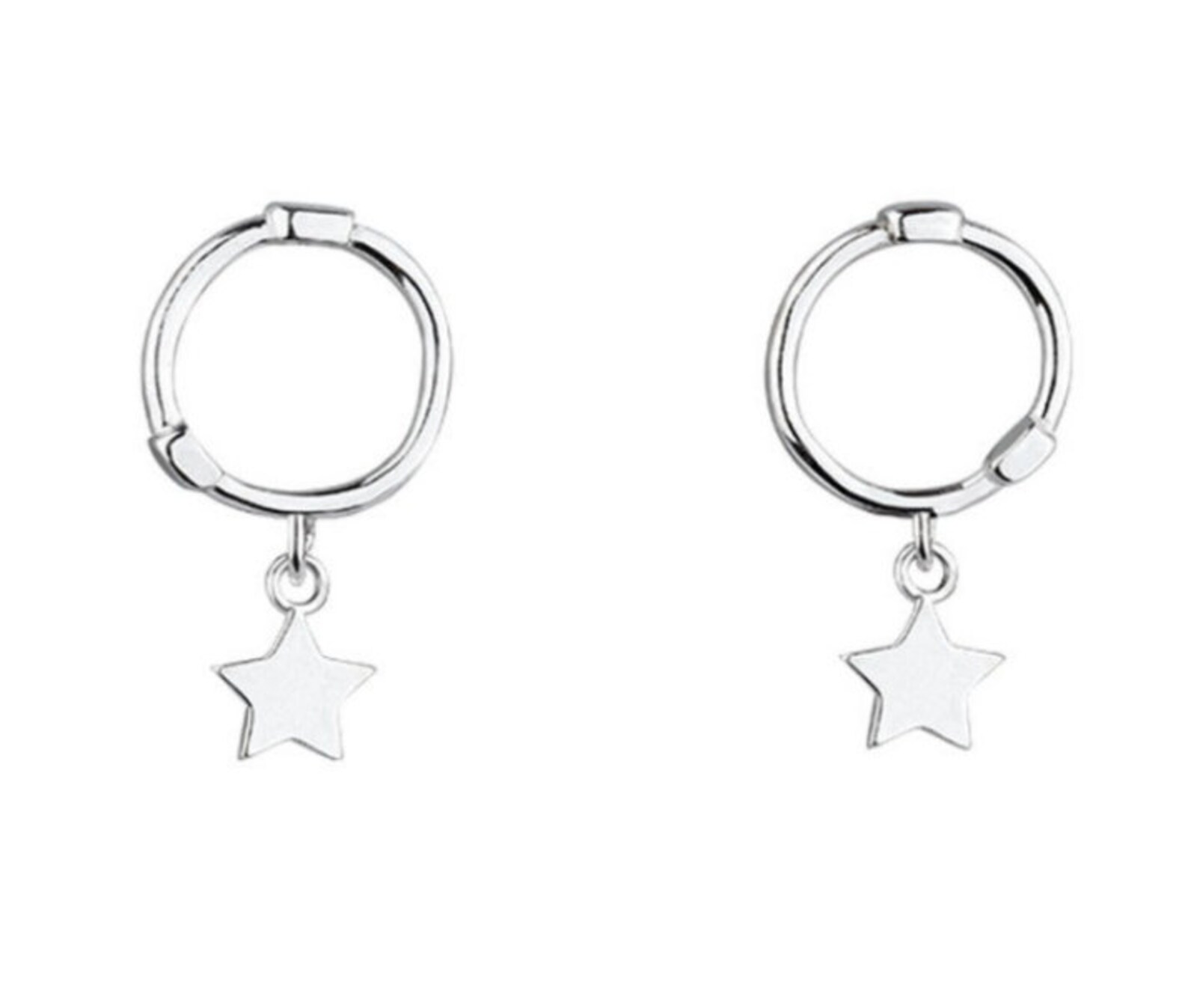 Sterling silver star hoop earring hoops | Etsy