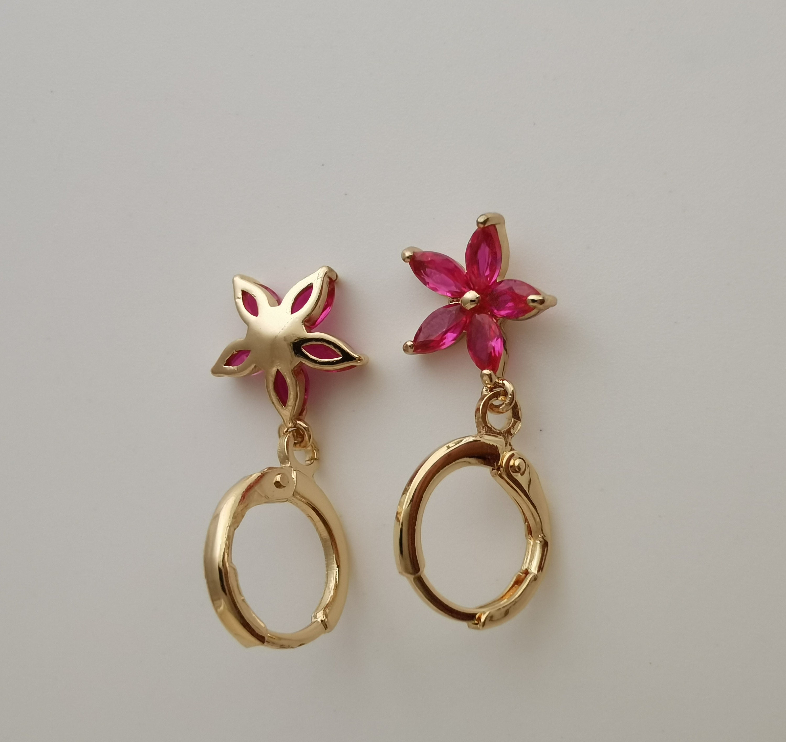 Gold Flower Earring Endless Hoops Huggies Dangle Earring - Etsy