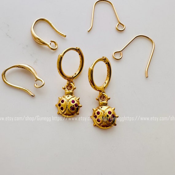 gold sterling silver ladybug hoop earring endless hoops earrings 22mm