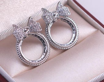 without pearl, earrings setting, 14mm , 1 pair
