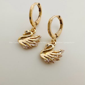 swan hoops, earrings, 1 pair, 25mm