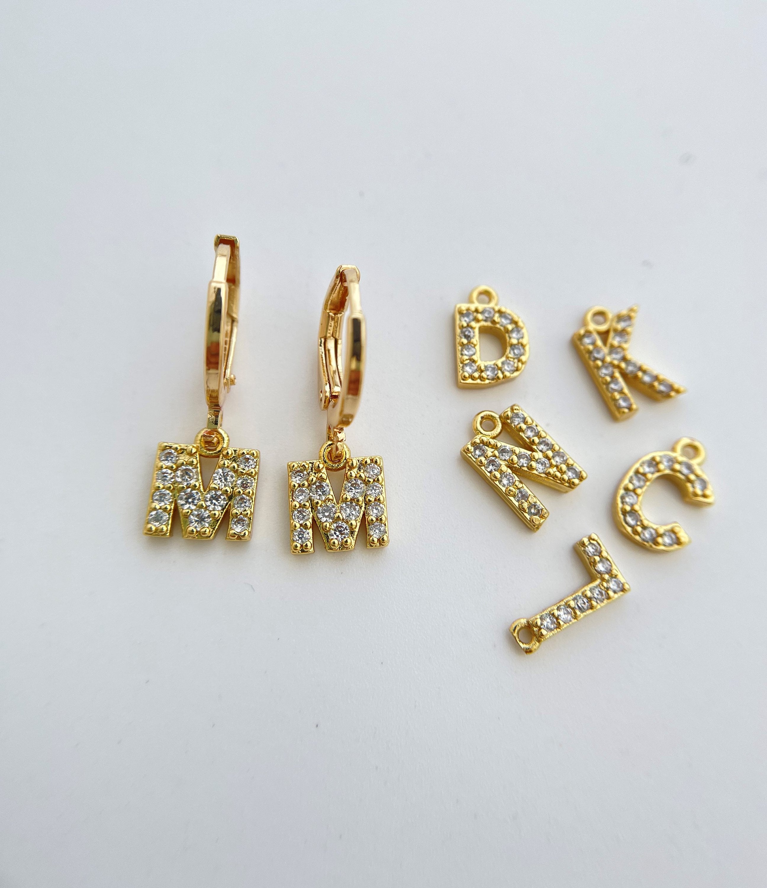 Gold Personalize Initial Letter Alphabet Hoop Earring Hoops Etsy