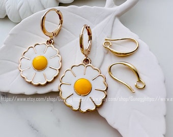 gold daisy hoop earring endless hoops earrings 34mm