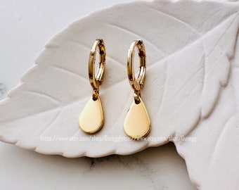 gold drop hoop earring endless hoops huggies dangle earring simple earrings everyday/gift for her