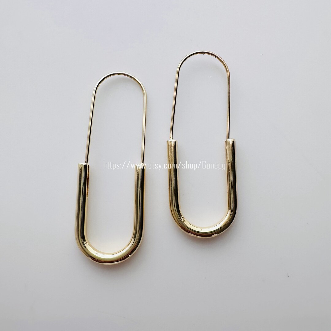 Safety Pin Hoop Earring Endless Hoops Huggies Dangle Earring Simple