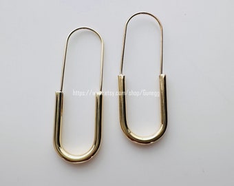 safety pin hoop earring endless hoops huggies dangle earring simple earrings everyday/gift for her/42mm