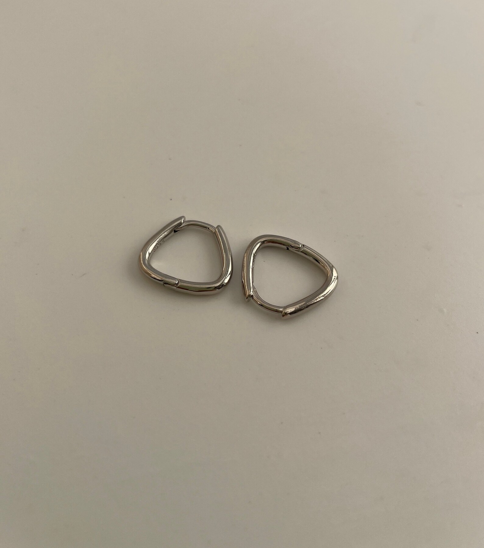 Silver 12mm Triangle Hoop Earring Endless Hoops Huggies Simple Etsy