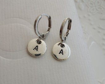 silver personalize initial letter alphabet hoop earring hoops endless huggies personalized