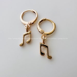 gold music note hoop earring endless hoops huggies dangle earring simple earrings everyday/gift for her