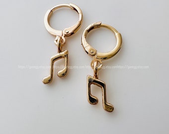 gold music note hoop earring endless hoops huggies dangle earring simple earrings everyday/gift for her