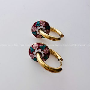 flower hoop earring endless hoops huggies dangle earring simple earrings everyday/gift for her/27mm