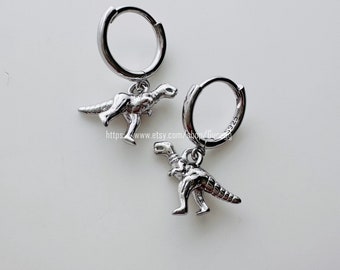 sterling silver 22mm dino dinosaur hoop earring endless hoops huggies dangle earring simple earrings everyday