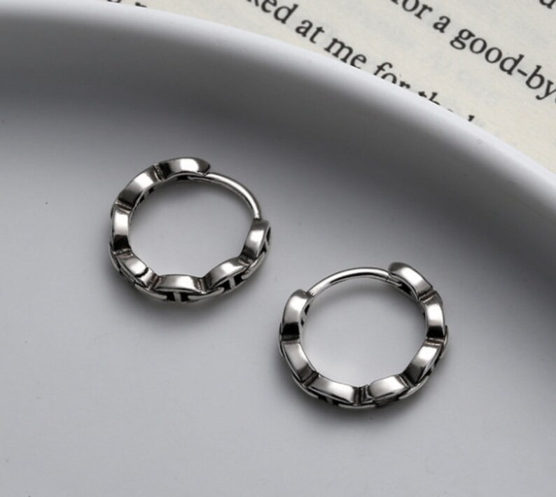 Sterling Silver 14mm Chain Link Hoop Earring Endless Hoops Etsy