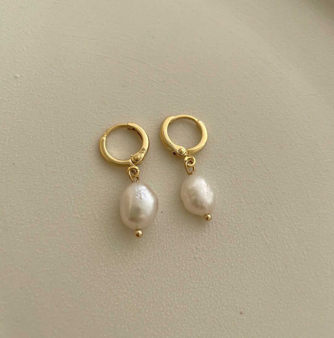 Gold Pearl Hoop Earring Endless Hoops Earrings 22mm - Etsy
