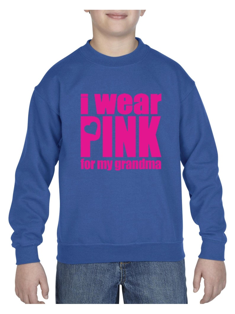 I Wear Pink for My Grandma Cancer Awareness Support Gift Cancer Survivor Family Unisex Youth Crewneck Sweatshirt