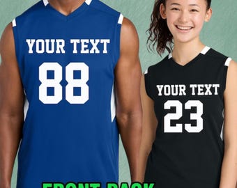 Personalized Basketball Jersey, V-Neck Sleeveless Team Jersey, Custom Youth Volleyball Jersey, Name & Number Tee