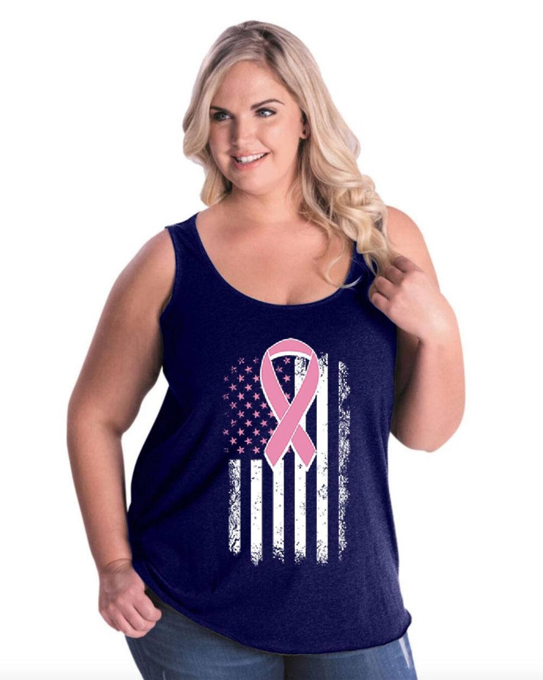Cancer Awareness Tank Top Cancer Ribbon Distress Flag in - Etsy