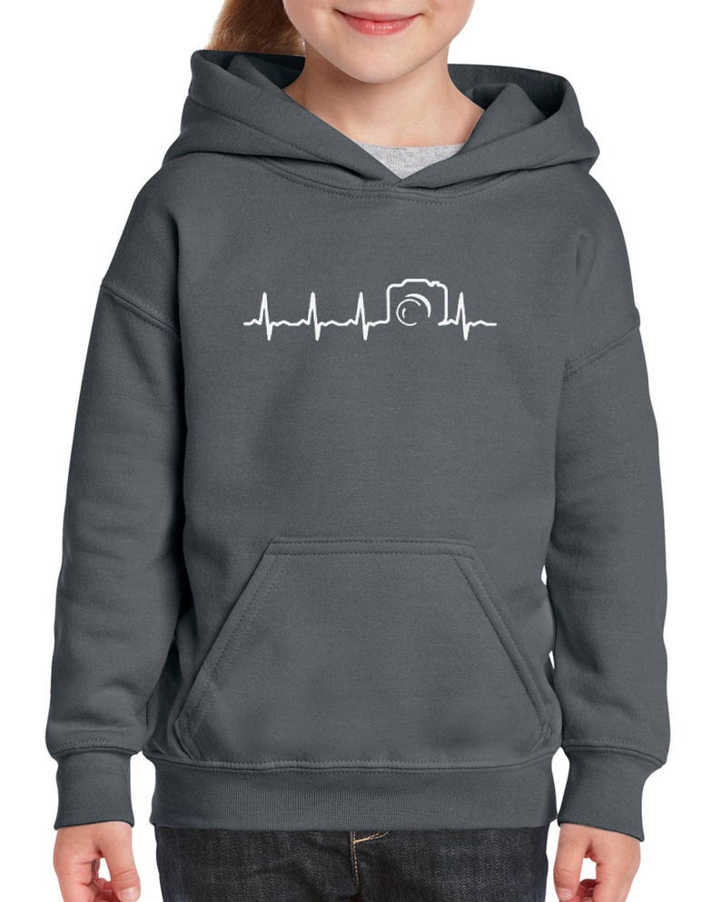 Novelty Hoodie Photography Camera Heartbeat Girls Boys Youth Kids Hoodie