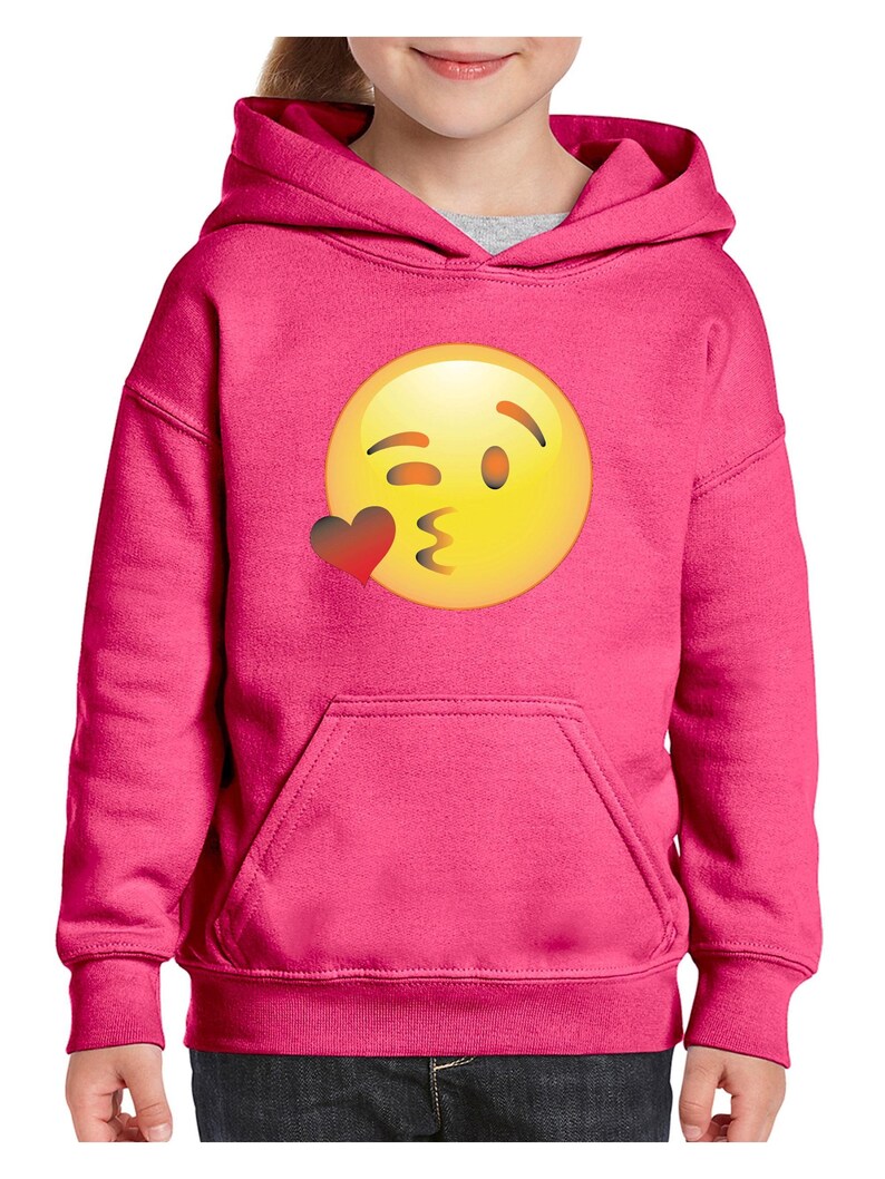 Emoji Wink Face Unisex Hoodie For Girls and Boys Youth Sweatshirt