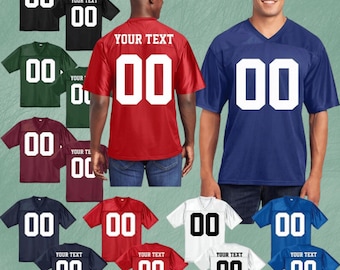 Customized Football JERSEY MESH, Personalized Football Jersey, Adult Mens Jersey, Jersey With Own Name and Number, V-Neck Big FRONT
