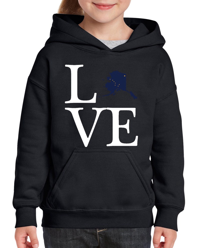 Alaska State Flag Proud Home Anchorage Traveler/'s Gift Unisex Hoodie For Girls and Boys Youth Sweatshirt