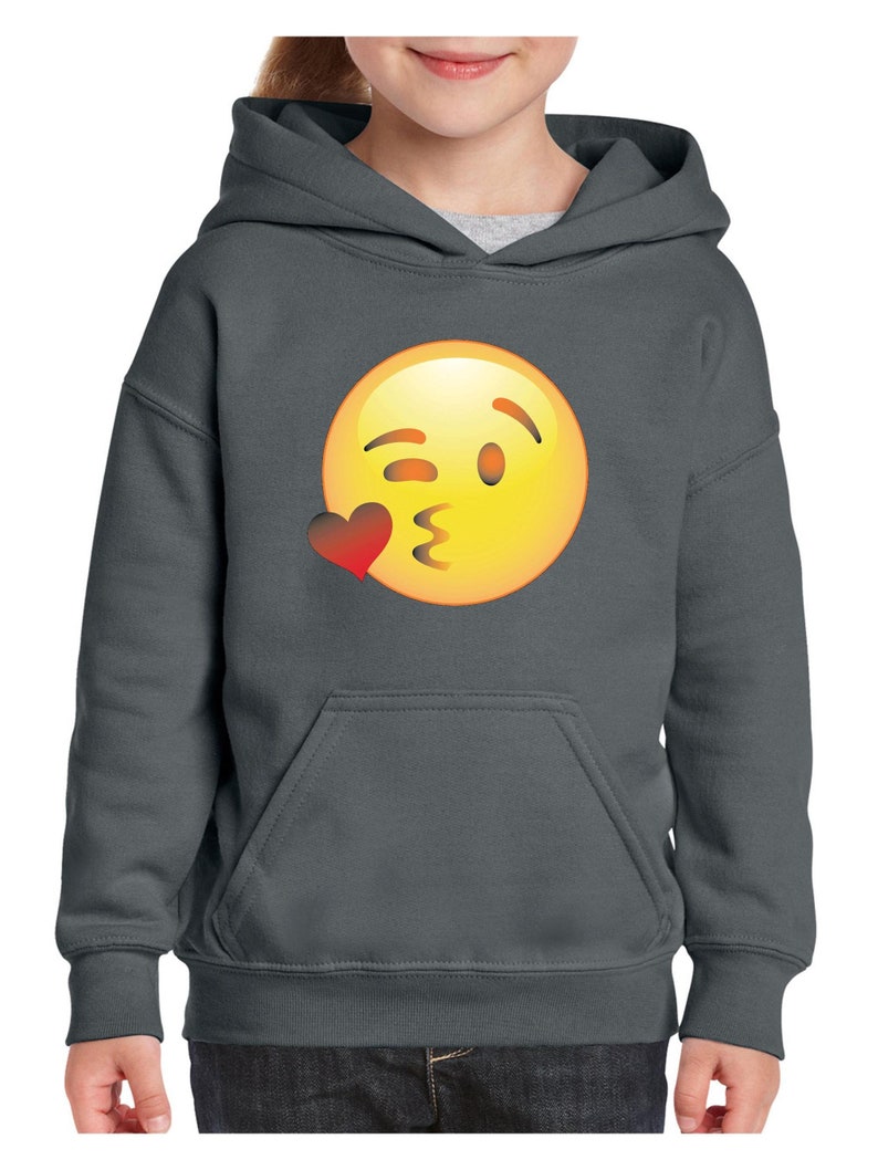 Emoji Wink Face Unisex Hoodie For Girls and Boys Youth Sweatshirt