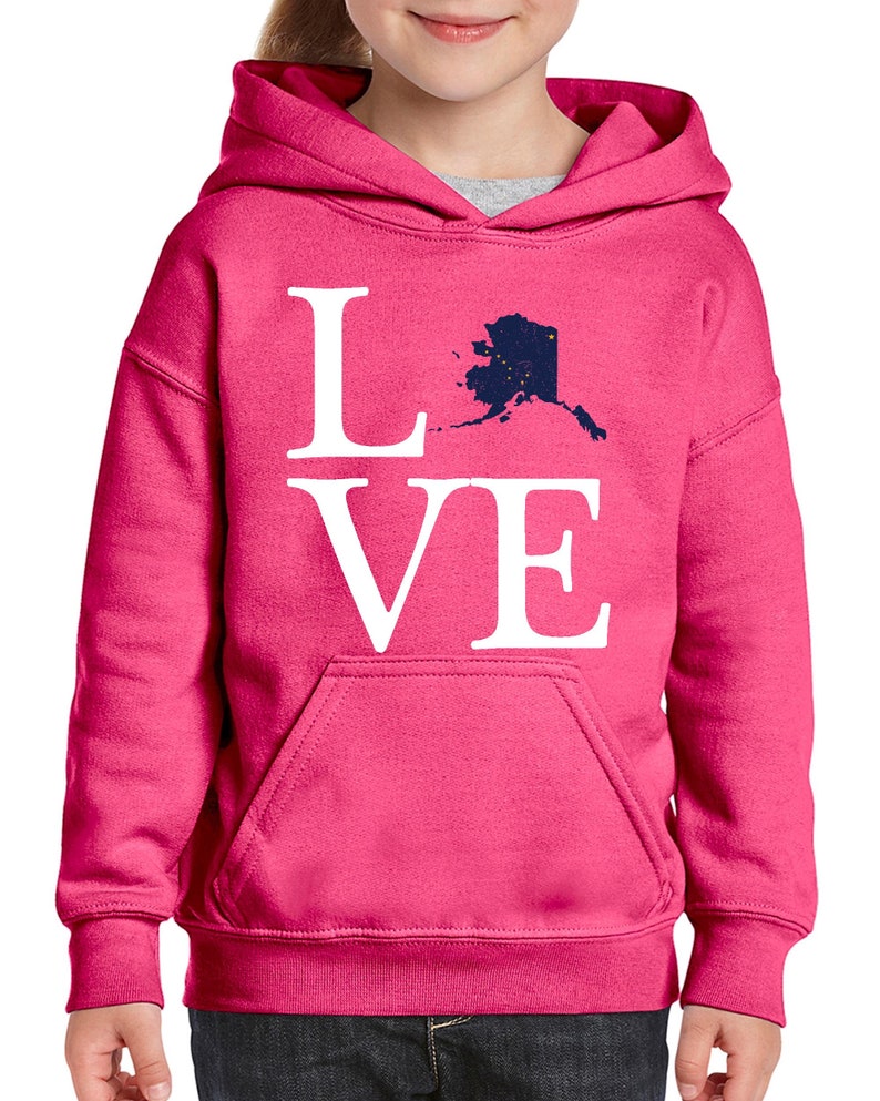 Alaska State Flag Proud Home Anchorage Traveler/'s Gift Unisex Hoodie For Girls and Boys Youth Sweatshirt