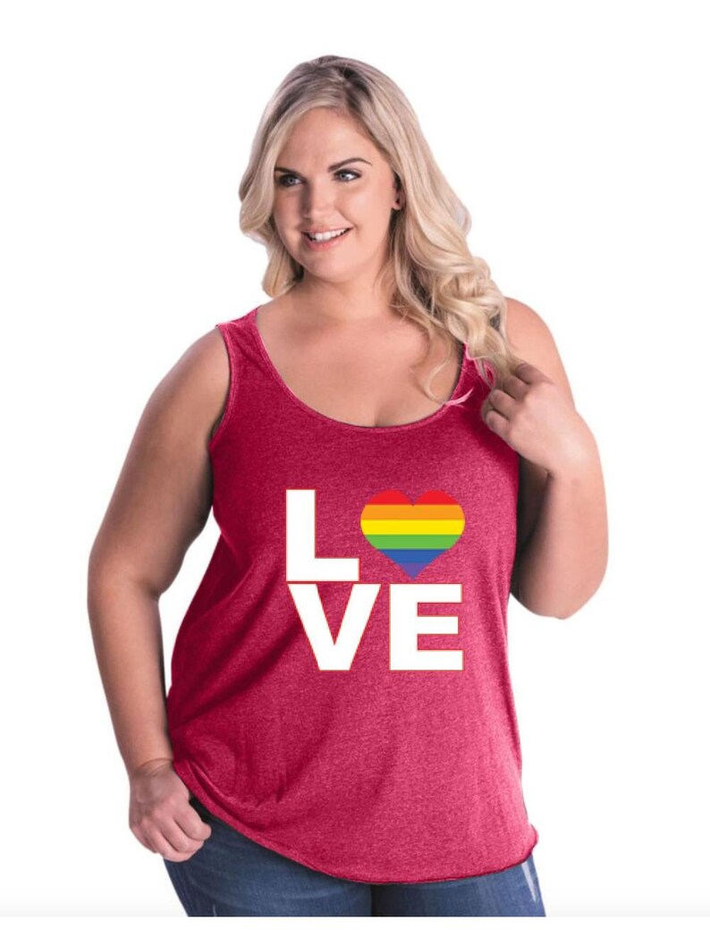 LGBT Pride Love Rainbow Women Curvy Plus Size Tank Tops Etsy