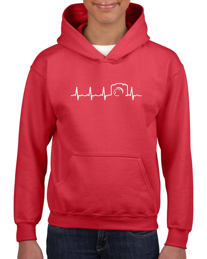 Novelty Hoodie Photography Camera Heartbeat Girls Boys Youth Kids Hoodie
