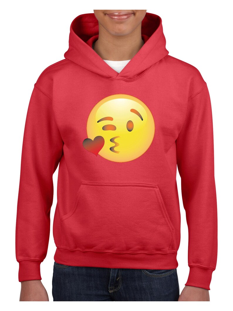 Emoji Wink Face Unisex Hoodie For Girls and Boys Youth Sweatshirt