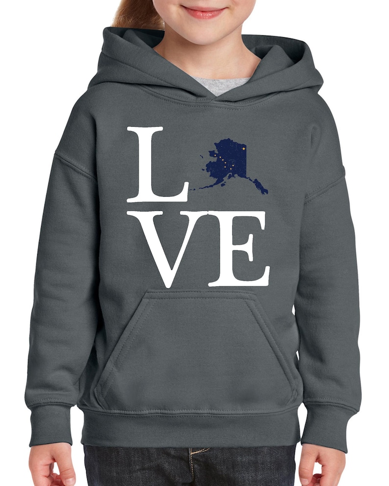 Alaska State Flag Proud Home Anchorage Traveler/'s Gift Unisex Hoodie For Girls and Boys Youth Sweatshirt