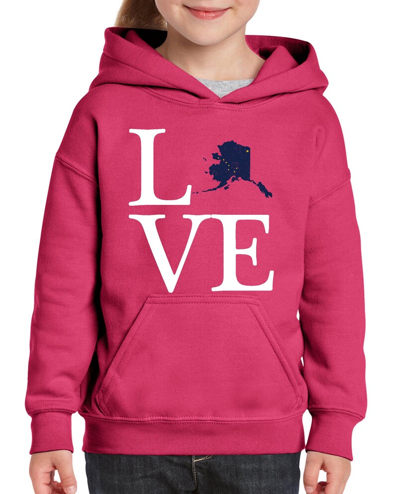 Alaska State Flag Proud Home Anchorage Traveler/'s Gift Unisex Hoodie For Girls and Boys Youth Sweatshirt