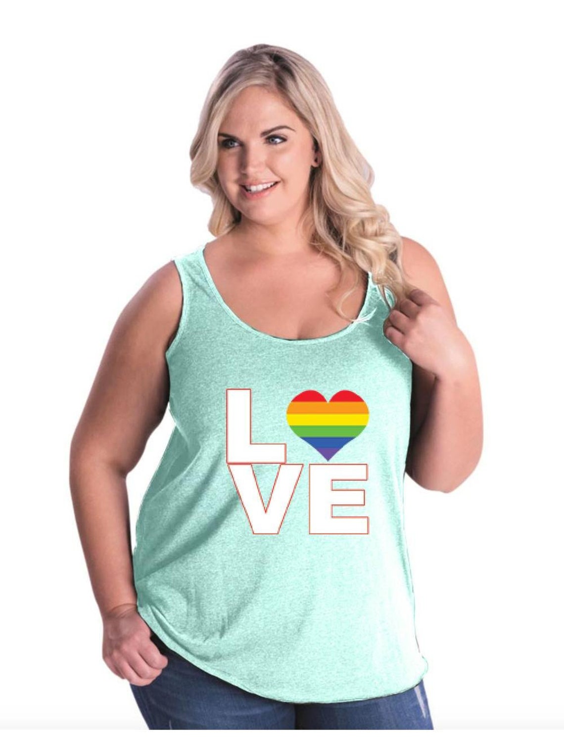 LGBT Pride Love Rainbow Women Curvy Plus Size Tank Tops Etsy